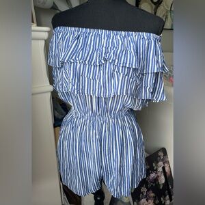 Body Glove blue and white striped romper size XL.